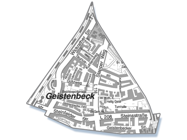 geistenbeck mönchengladbach stadtteil karte Eine Karte von dem Ortsteil Geistenbeck in Mönchengladbach süd.