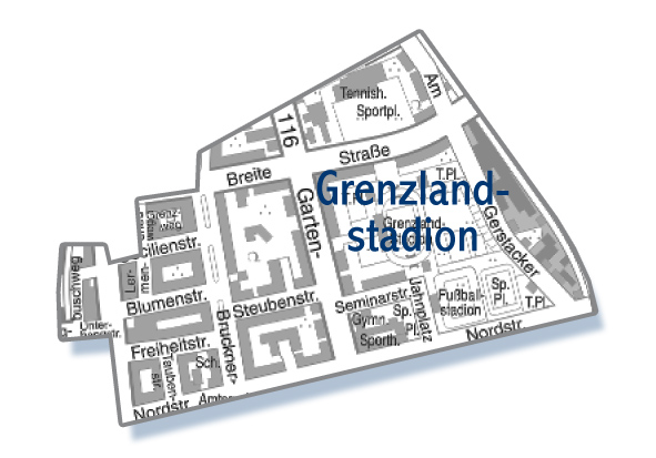 grenzlandstadion mönchengladbach stadtteil karte Eine Karte von dem Ortsteil Grenzlandstadion in Mönchengladbach