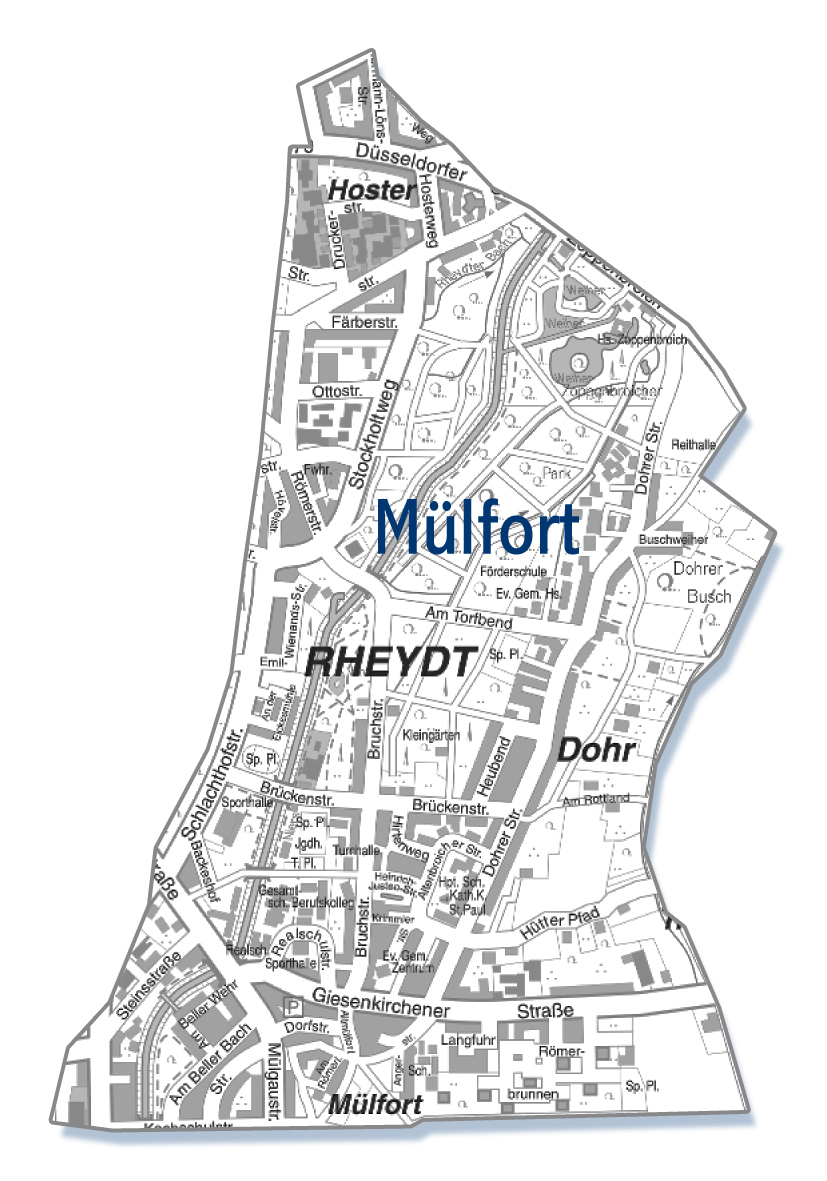 mülfort mönchengladbach stadtteil karte Die Karte von dem Ortsteil Mülfort in Mönchengladbach