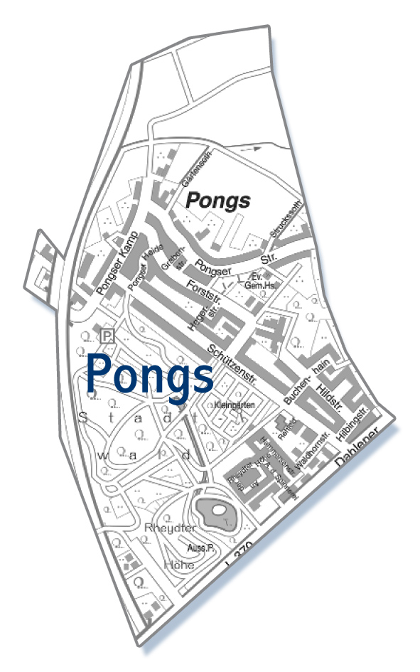 pongs mönchengladbach stadtteil karte Eine Karte von dem Ortsteil Pongs in Mönchengladbach