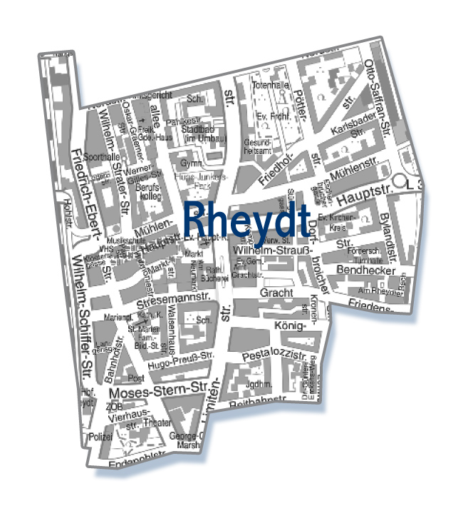 rheydt mönchengladbach stadtteil karte Eina Karte von dem Ortsteil Rheydt in Mönchengladbach
