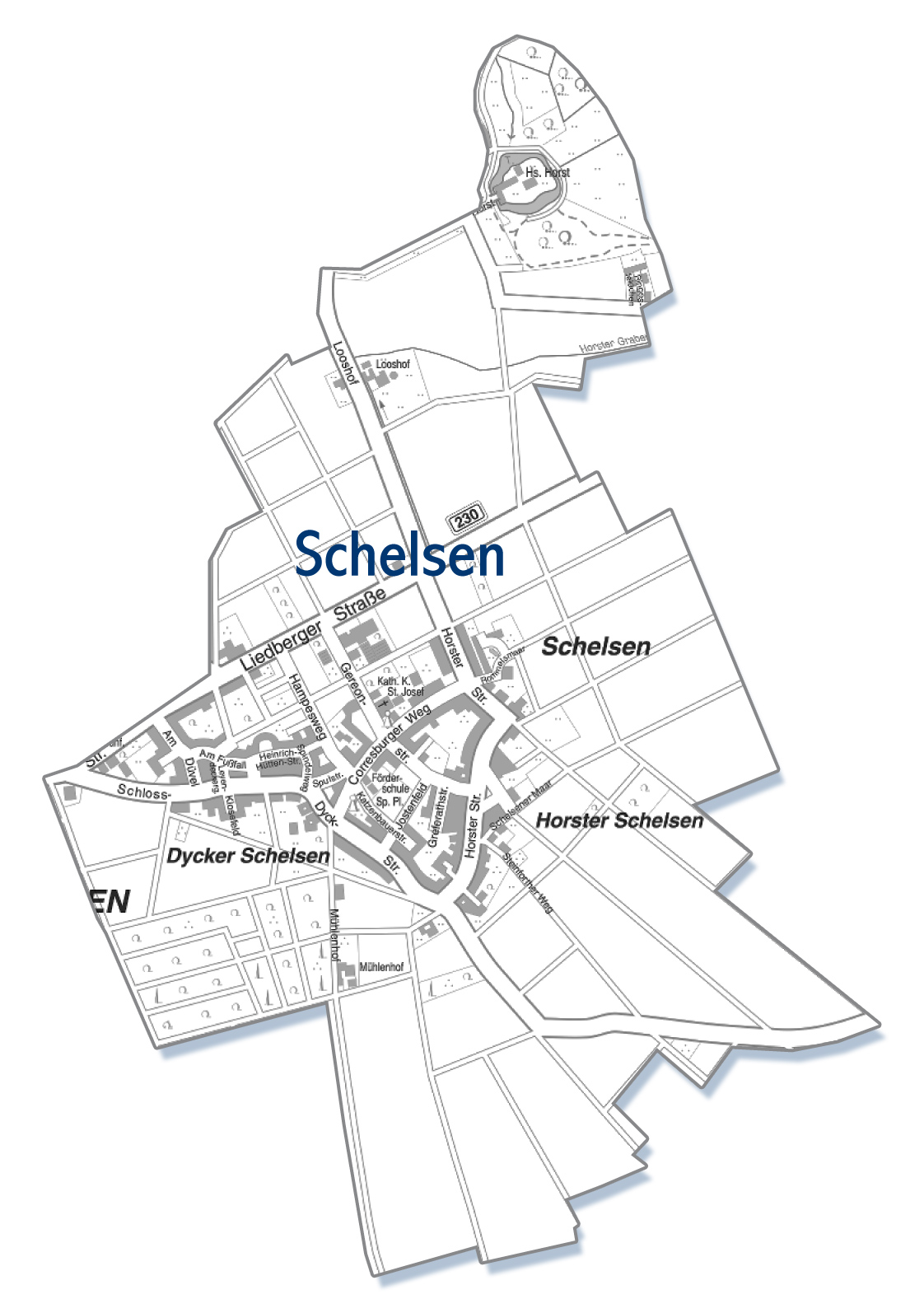 schelsen mönchengladbach stadtteil karte Die Karte von dem Ortsteil Schelsen in Mönchengladbach