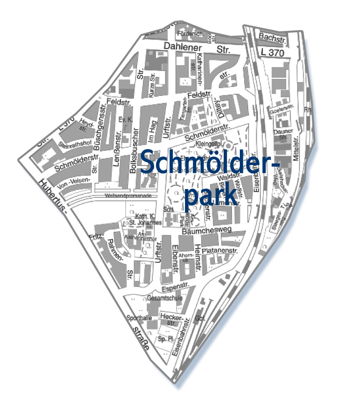 schmölderpark mönchengladbach stadtteil karte Eine Karte von dem Ortsteil Schmölderpark Mönchengladbach