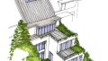 Perspektivskizze Gartenseite Haus D