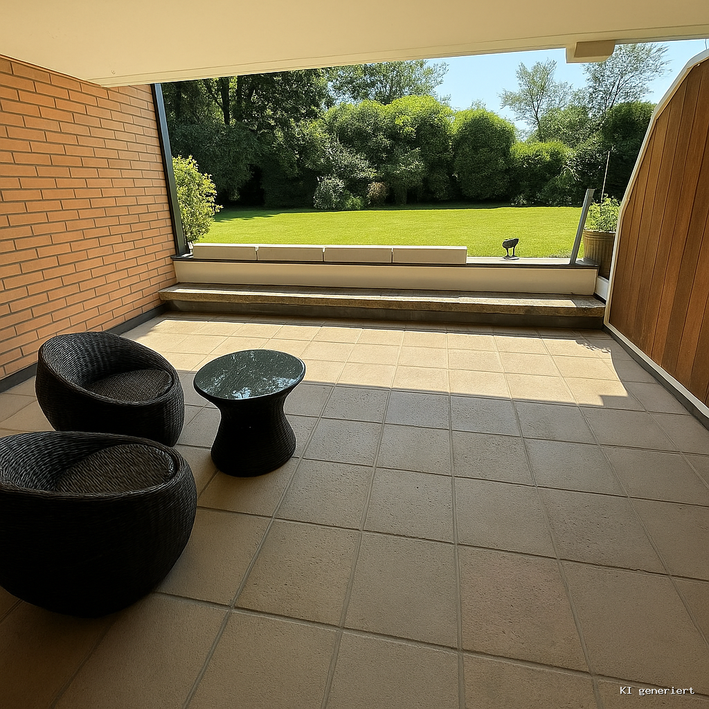 Westterrasse mit Gartenblick