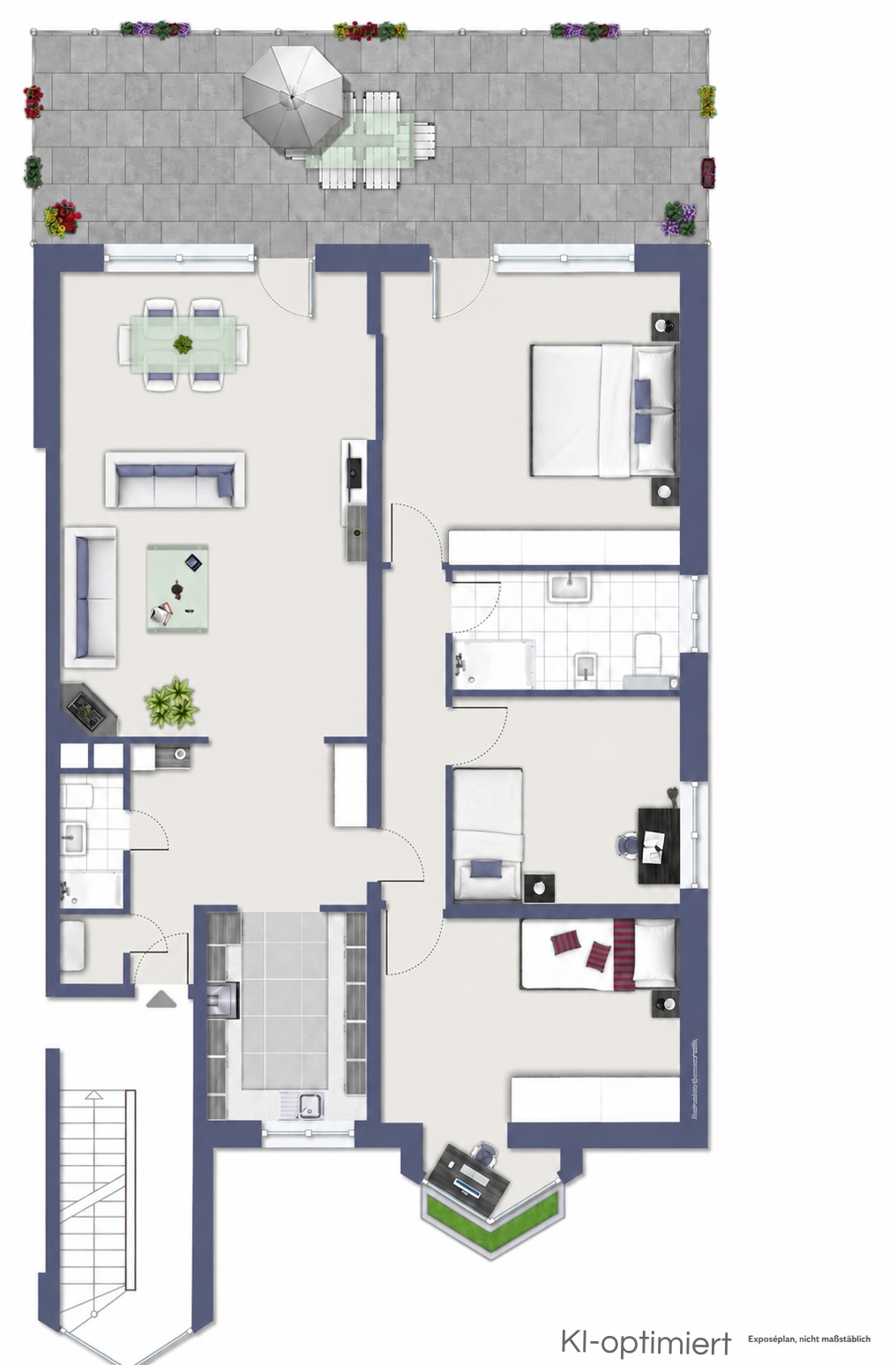 Grundriss 3 Schlafzimmer