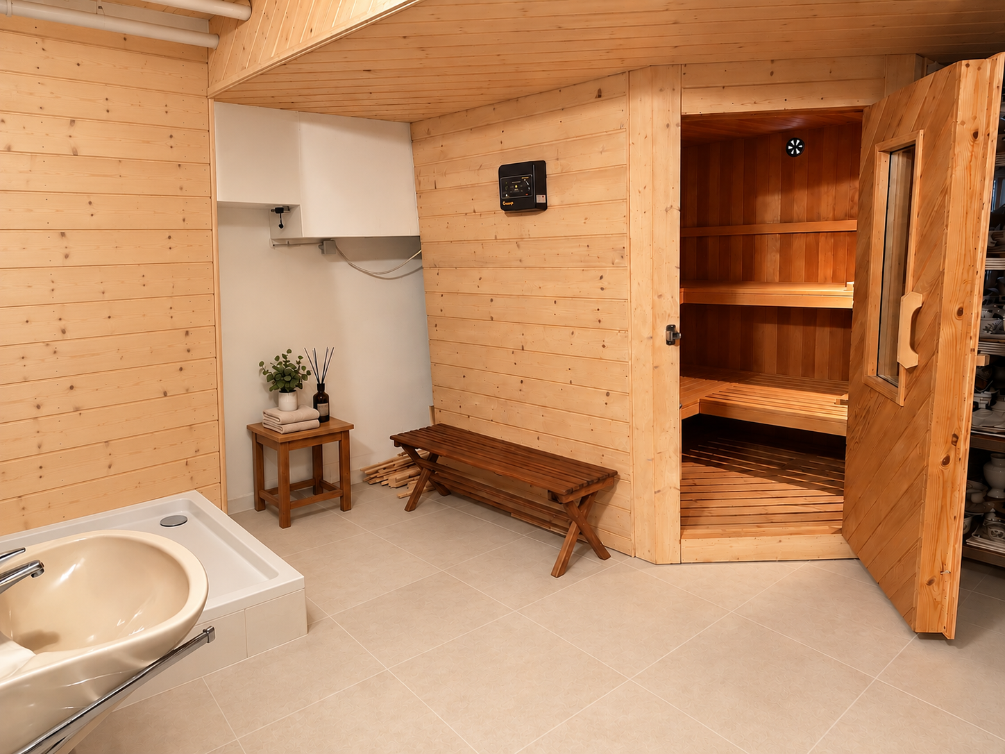 Kellerraum mit Sauna - KI-optimiert