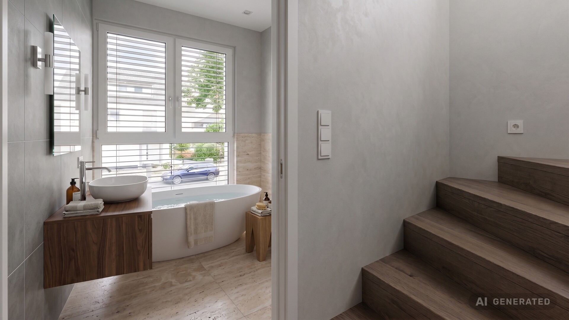 Blick ins Badezimmer KI generiert